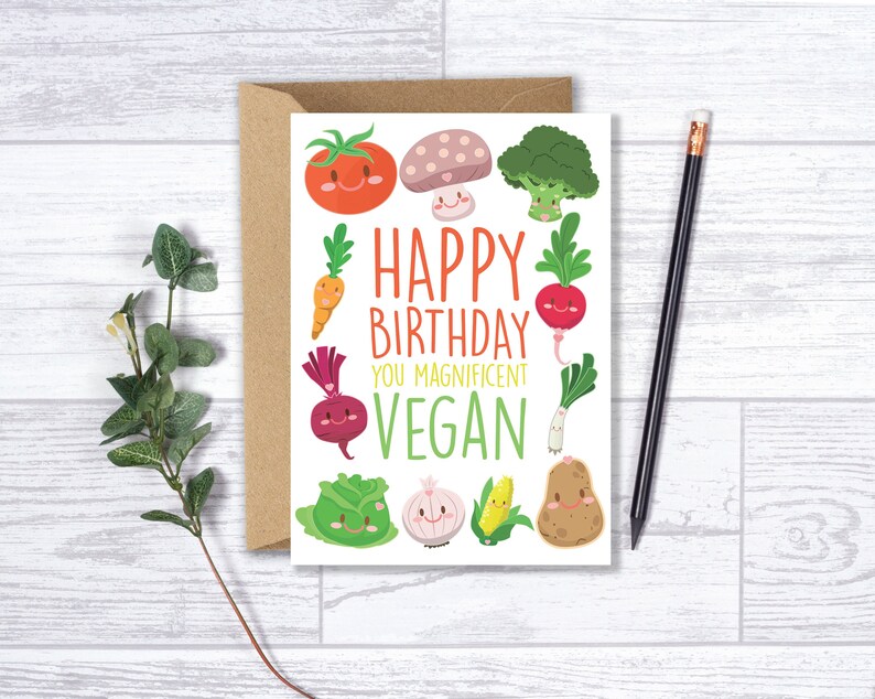Vegan Birthday Card Happy Birthday you Magnificent Vegan Etsy