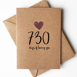 Tarjeta de 2do Aniversario para él o ella, esposo o esposa, 2 años amándote