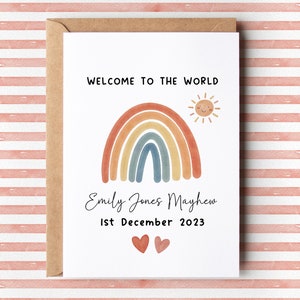 Tarjeta personalizada para niña nueva, bienvenida a la tarjeta de bebé mundial, regalo para bebé nuevo para, niña de tarjeta recién nacida