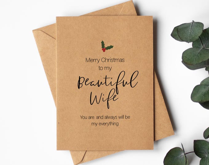 Printable Christmas Card for Wife, Merry Christmas Wife Card, Xmas Card ...