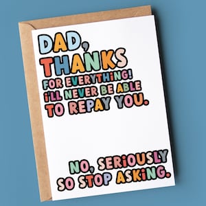 Tarjeta divertida del Día del Padre / Día del Padre / Nunca podré pagarte