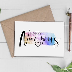 Tarjeta del 9.º aniversario / Tarjeta del 9.º aniversario / Felices nueve años