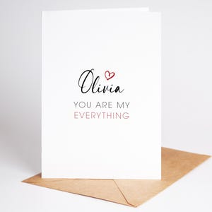 Personalised Anniversary Card for him or her, my everything