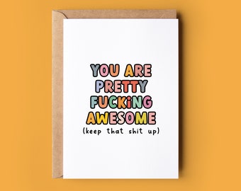 Funny Thank You Card | Pretty Fucking Awesome | Encouragement Card