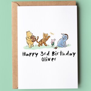 Personalisierte 3. Kindergeburtstagskarte | Karte zum 3.Geburtstag | Winnie Puuh Karte