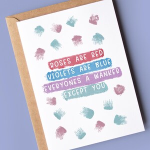 Divertente biglietto d'auguri per lui, sua moglie, suo marito, fidanzato, fidanzata / le rose sono rosse