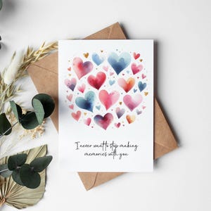 Tarjeta de aniversario para él su esposa esposo / nunca quiero dejar de crear recuerdos contigo