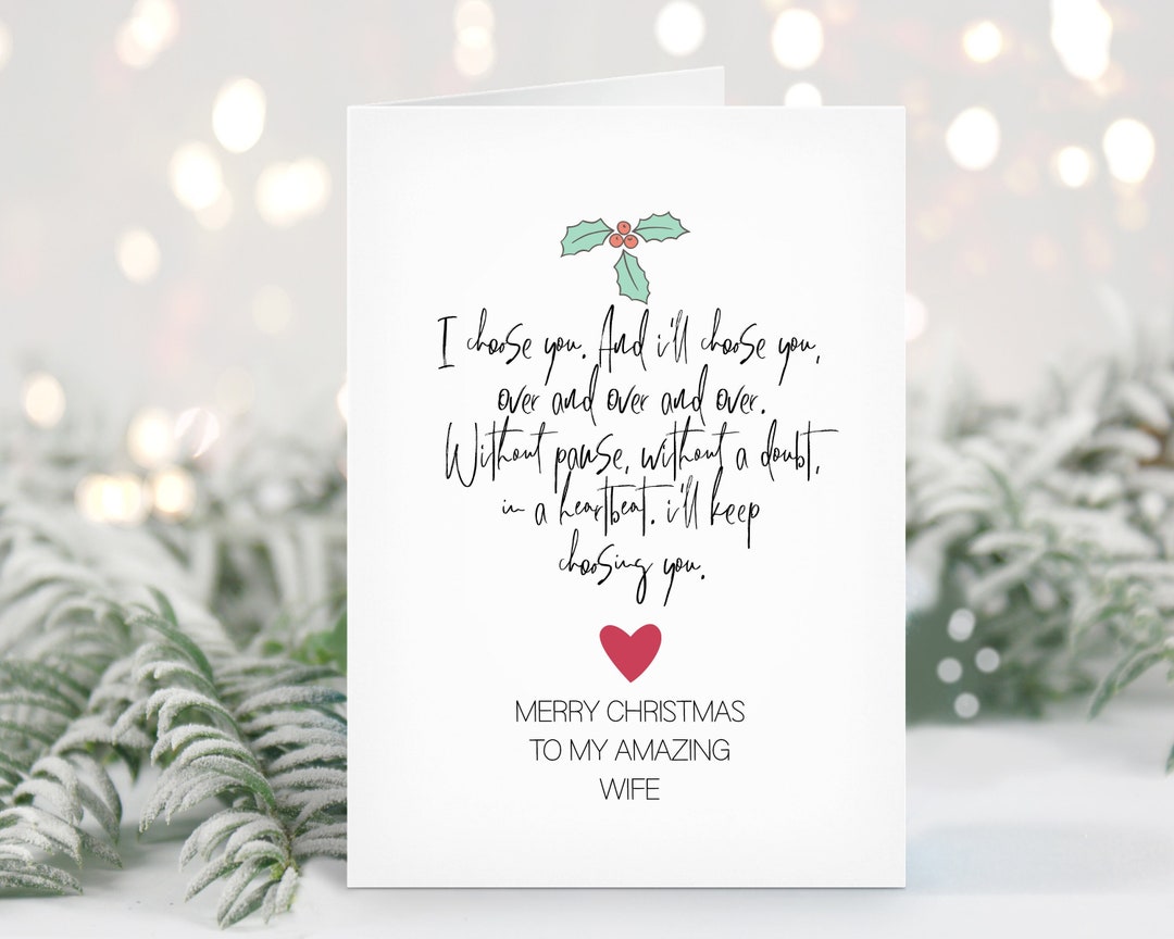 Christmas Card for Wife: I Choose You, Brown Cardstock - Etsy for Free Printable Christmas Card For My Wife