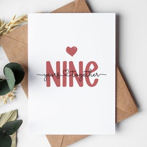 9 year anniversary card for him or her, 9 Years together