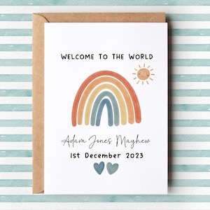 Tarjeta personalizada para recién nacido, tarjeta de bienvenida al mundo, regalo para recién nacido, tarjeta para recién nacido.