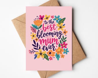 Mother's Day Card | Blooming Mum Floral Design, Blank Inside (7x5)