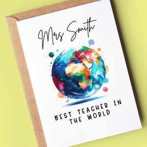 carte de remerciements personnalisée pour professeur | meilleur professeur du monde