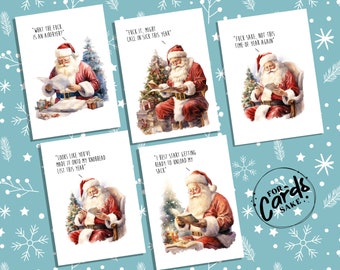 Paquete de tarjetas navideñas divertidas de Papá Noel: Tarjetas navideñas divertidas