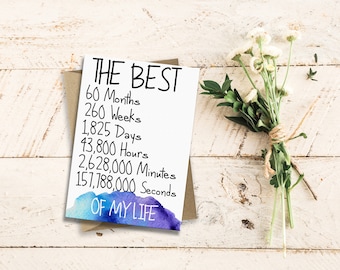 5th Anniversary Card, 5 year Anniversary. fifth anniversary | Best 5 years of my life