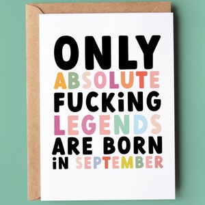 Only Legends are born in September Birthday Card - Funny Birthday card