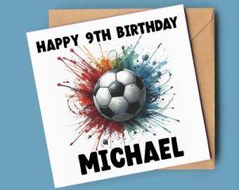 Carte d'anniversaire personnalisée pour 9 ans | Carte 9e anniversaire football
