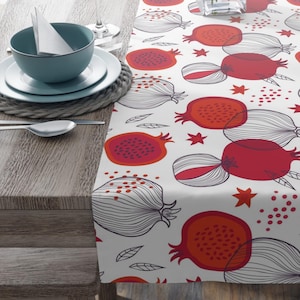 Rosh Hashanah Table Runner, Jewish Holiday Party Tabletop Decor.  Israel Judaica gift for Shabbat and High holidays.