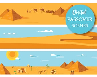 Passover Decorations, Passover Clipart, Passover Scene, Pesach, Hagada, Jewish Tradition, Judaism, Passover digital file, Passover banner