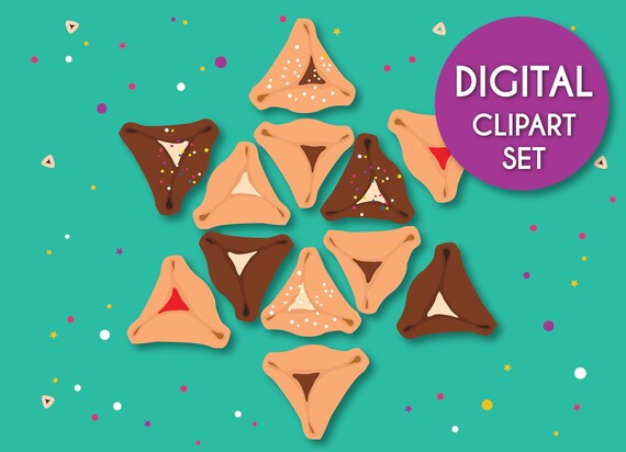 Purim Hamantaschen Clipart Set Purim Customs Mishloach Etsy