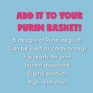 Purim Megillah Tags, Printable Purim Greeting Card, Purim Box, Purim ...