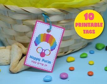 Purim Tags,Purim Stickers,  Printable Purim Greeting Card, Purim Basket, Purim Labels, Digital Purim Tags, Mishloach Manot Labels