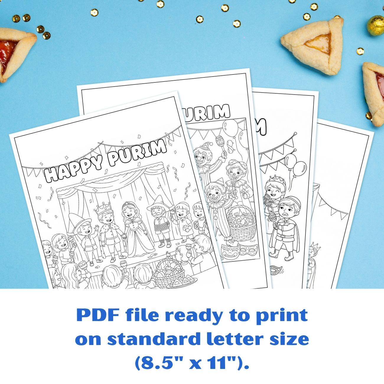 Purim Coloring Pages Printable Set – 8 Jewish Holiday Sheets for Kids ...