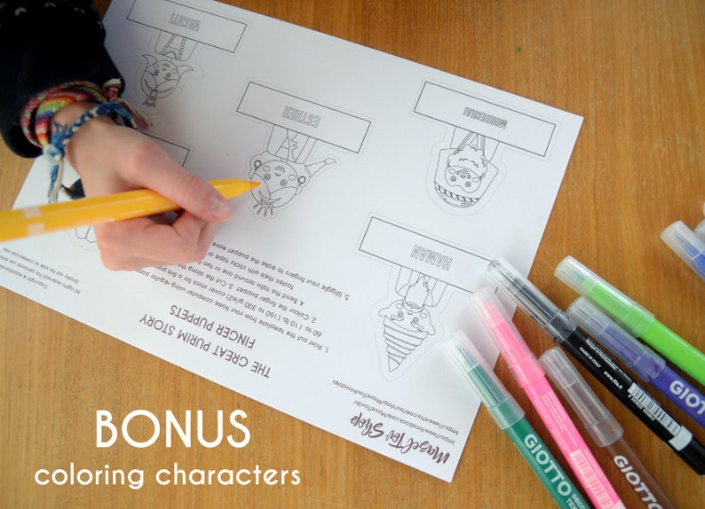 Purim Characters Finger Puppets Printable PDF Toy Purim DIY Etsy