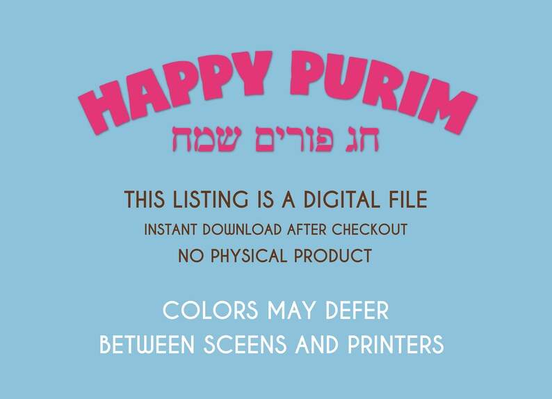 Purim Megillah Tags Printable Purim Greeting Card Purim Box - Etsy