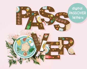 Passover Clipart-8 Clipart Letters  Files-Passover Seder Plate-Passover Plate-Passover Instant Download-Passover Decoration