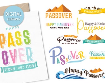 Digital Passover Cliparts-10 Cliparts file-Happy Passover Greetings-Happy and Kosher Passover-Passover Instant Download-Passover Decoration