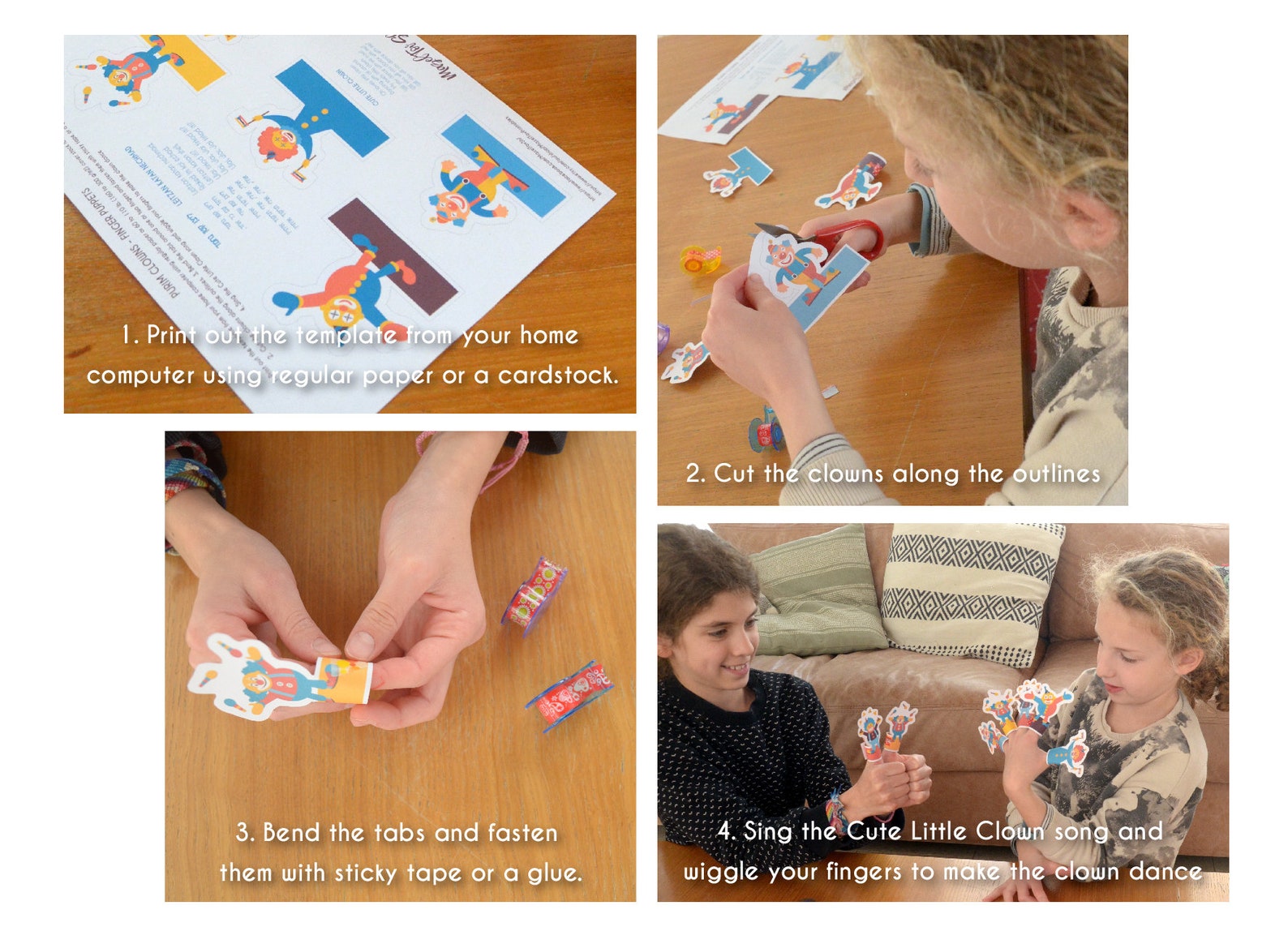 Purim Clown Finger Puppets Printable PDF Toy Purim DIY - Etsy