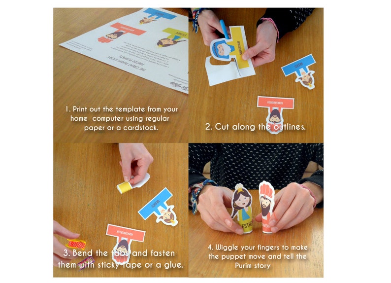 Purim Characters Finger Puppets Printable PDF Toy Purim DIY Etsy
