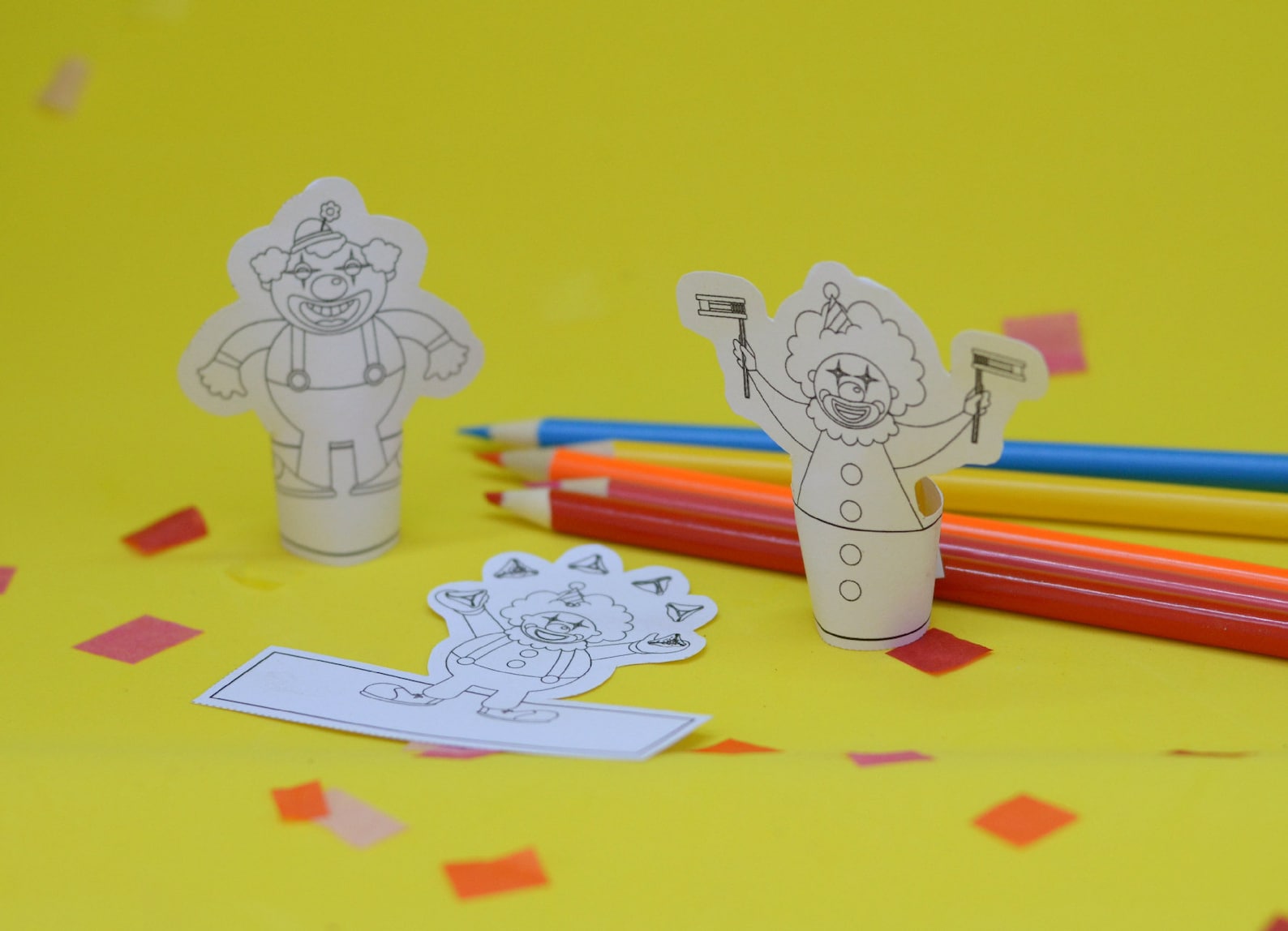 Purim Coloring Clown Finger Puppets, Printable PDF Toy, Purim Coloring Puppets, Purim Crafts ...
