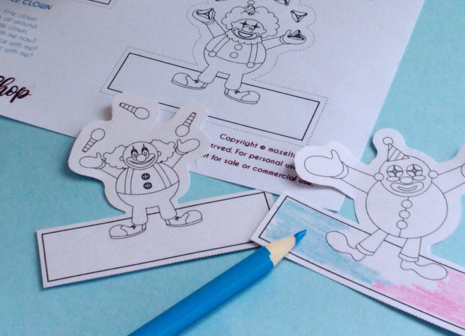 Purim Coloring Clown Finger Puppets Printable PDF Toy Purim - Etsy