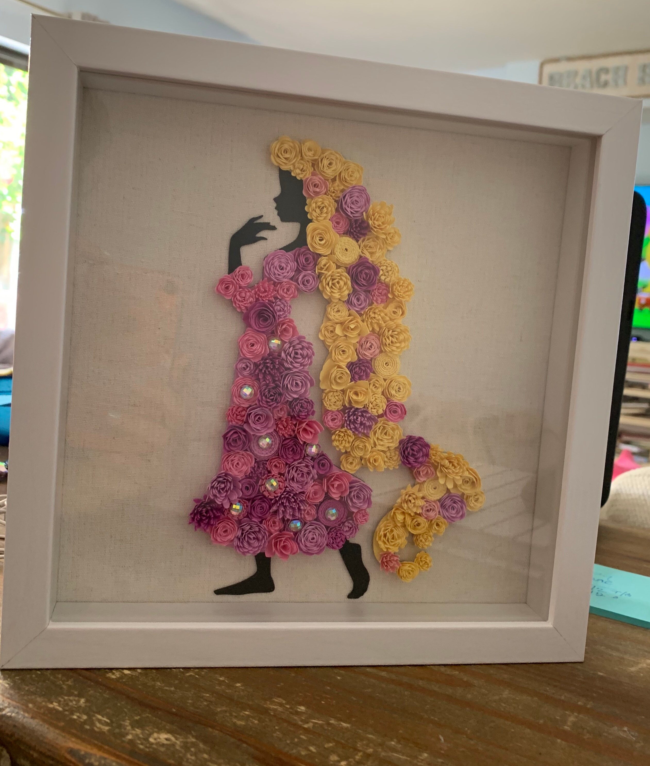 Custom 3d paper flower princess shadow box Disney inspired Etsy