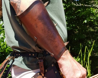 ARCHERY Leather Arm BRACER/ARMGUARD "Antique brown"