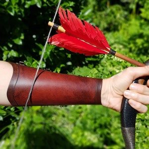 ARCHERY Leather Arm BRACER/ARMGUARD &quot;Antique Mahogany&quot;