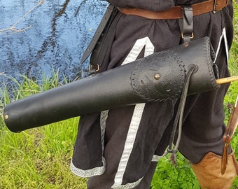 FARETRA A FRECCIA laterale in pelle / Faretra per TIRO CON L'ARCO tradizionale Grifone Cumano Marrone - Italia FARETRA A FRECCIA laterale in pelle / Faretra per TIRO CON L'ARCO tradizionale Grifone Cumano Marrone - Italia