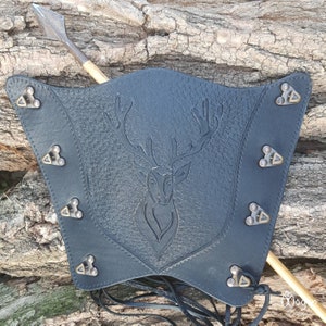 ARCHERY Leather Arm BRACER/ARMGUARD &quot;Black Deer Head&quot;
