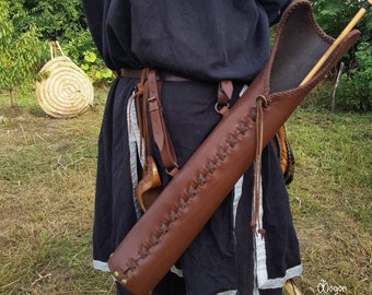 Classic Shaped Belt Fastened Leather Quiver With Laced Edges Etsy