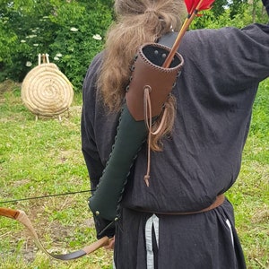 ARCHERY - Leather BACK Arrow QUIVER / Quiver for Arrows &quot;Black-brown&quot;