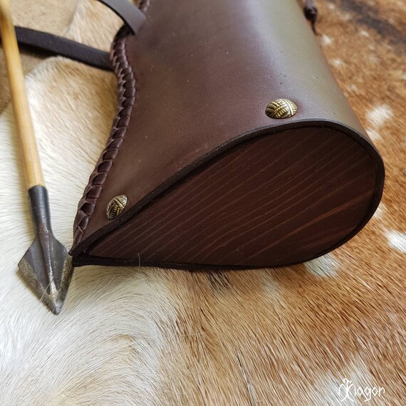 Carquois De Flèches Traditionnel En Cuir Noir – Fait Main – Bullwhipsquadron