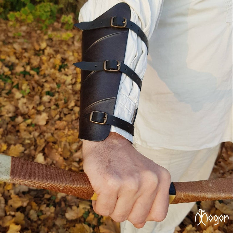 ARCHERY Leather Arm BRACER/ARMGUARD antique Black Etsy