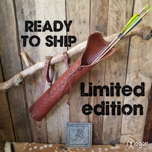 Traditional ARCHERY Side Quiver / Leather ARROW QUIVER  &quot;Avarian reddish-brown&quot;