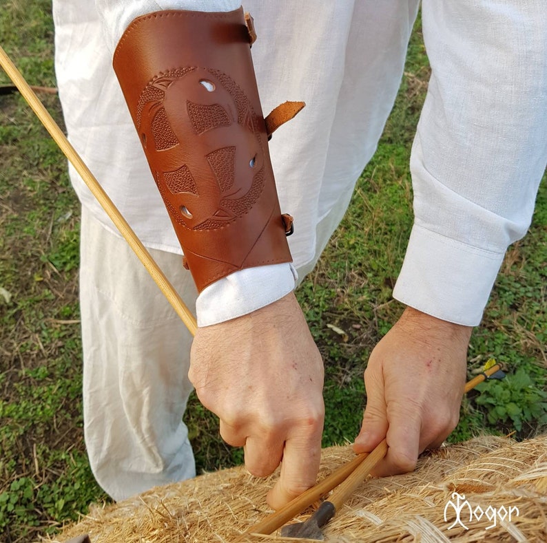 ARCHERY Leather ARMGUARD / Arm BRACER Beige Griffin Etsy