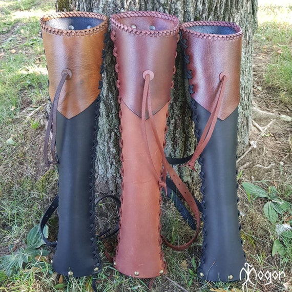 Carquois Traditionnel En Cuir Véritable à Porter Dans Le Dos - Pour Tir