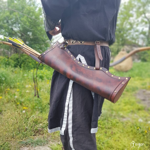 ARCHERY Leather QUIVER Side Quiver Arrow Hip Quiver