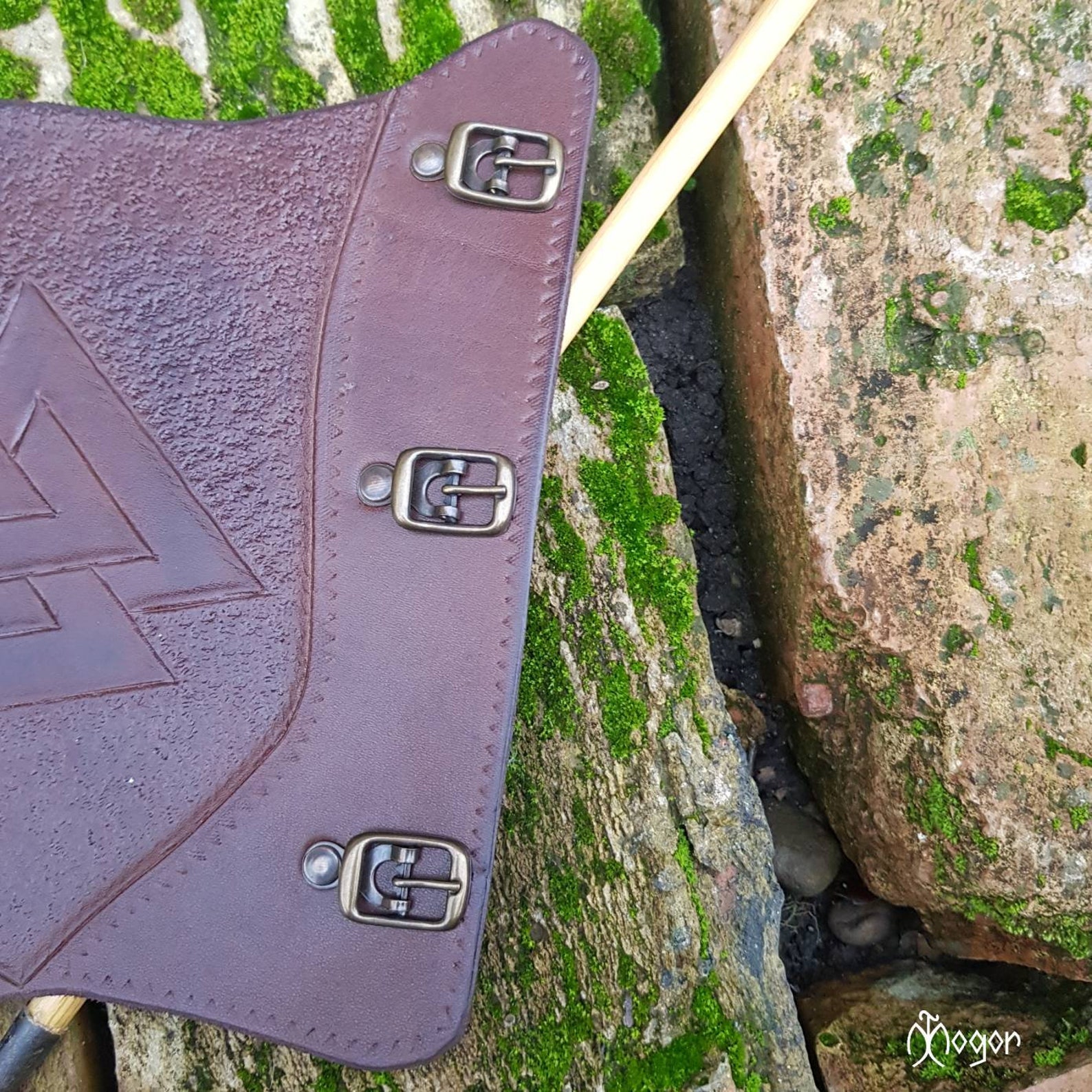Brown Leather Arrowhead Armguard For Archery - Double Layer Protection For Right-Handed Archers