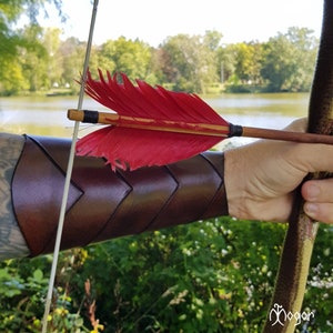 ARCHERY Leather Arm BRACER/ARMGUARD "Antique brown-carved"