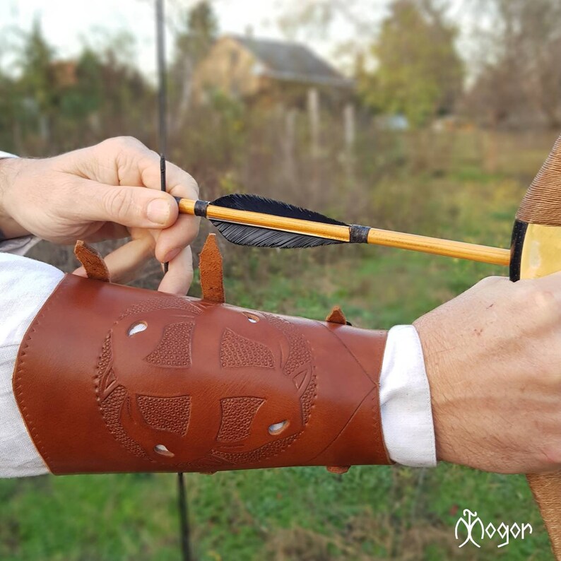 ARCHERY Leather ARMGUARD / Arm BRACER Beige Griffin Etsy